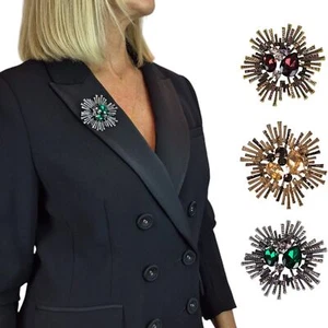 Ladies Spray Star Brooch Pin Diamante Cluster Design Perfect Gift Idea for Her - Picture 1 of 17