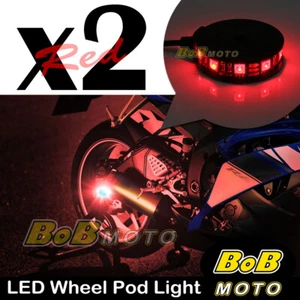 2x Red 360 Degree Cycle Rim Wheel SMD LED Pod Light For Kawasaki Motorcycles - Picture 1 of 1