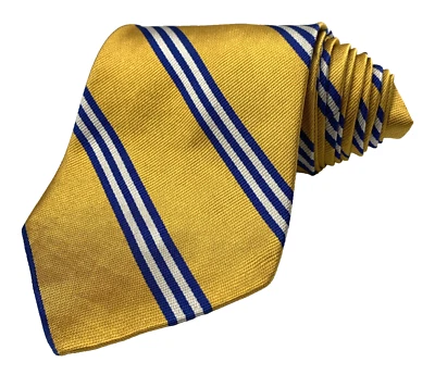 Corbata BARBARA BLANK Silk Repp para hombre talla 4 x 62 corbata a rayas azul dorado Nueva York Foto 1 de 4