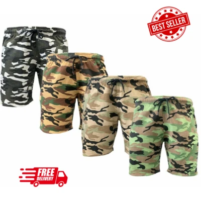 PANTALONES CORTOS DE CAMUFLAJE PARA HOMBRES EJÉRCITO CASUAL TRABAJO CARGO COMBATE POLI ALGODÓN CHINO MEDIO PANTALÓN Foto 1 de 4