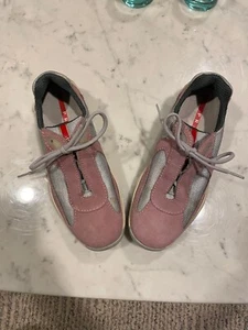 New Women's Vintage PRADA World Cup Sneakers Pink Suede Size EU 37 with Dust Bag - Picture 1 of 4