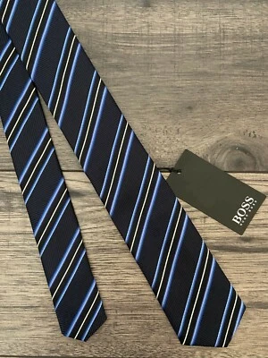 HUGO BOSS 100% Seda Estrecho/Corbata Fina Repele el Agua Hecho en Italia BNWT - Imagen 1 de 4