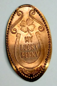 MY LUCKY PENNY Penny pressato ~ FERRO DI CAVALLO / QUADRIFOGLIO - Foto 1 di 1