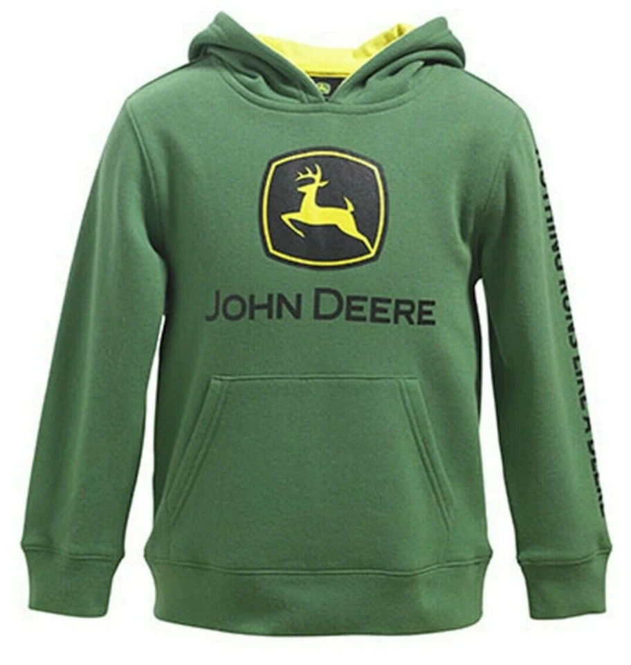 NEW John Deere Boys Green Trademark Logo Hoodie Sweatshirt 4 5 6 7 8 10/12 14/16 - Image 1 of 1