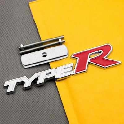 Insignia de coche deportivo emblema parrilla capó delantero TYPE-R de metal blanco y rojo Foto 1 de 4