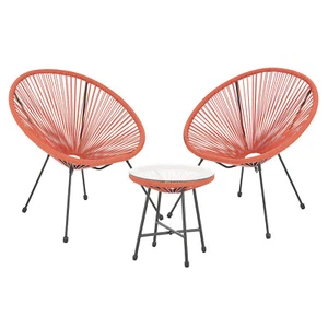 SVITA BALI Balkon Möbel Set Lounge Garnitur Relax Egg-Chair Flechtdesign Orange - Bild 1 von 9
