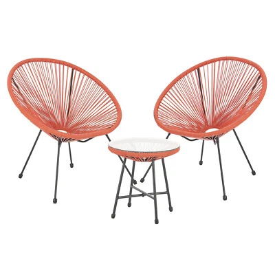 SVITA BALI Balkon Möbel Set Lounge Garnitur Relax Egg-Chair Flechtdesign Orange - Bild 1 von 4
