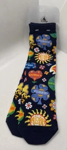 Disney Parks Aloha Arrivederci Sayonara Socks Size W5-10 M5-9 New With Tag - Picture 1 of 5