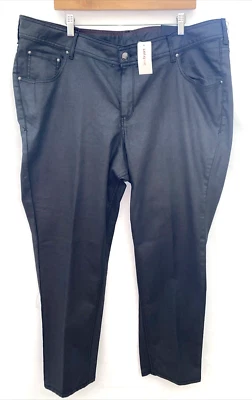 LANE BRYANT Black Coated High Waisted Skinny Jeans Stretch Size 24 NWT - Image 1 of 4