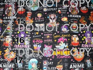 Custom Anime Kawaii Black 100% Cotton 1/4 Yard 9 X 56 Small Scale - Picture 1 of 2
