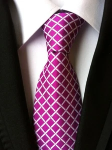 Sale Classic Plaids&Chekcs Rose Pink JACQUARD WOVEN 100% Silk Men's Tie Necktie - Picture 1 of 1