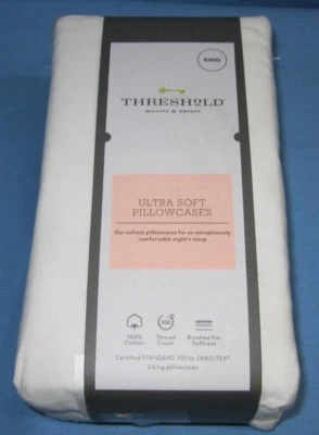 Threshold Two Pack of Ultra Soft White King Size Pillowcases - Image 1 of 2