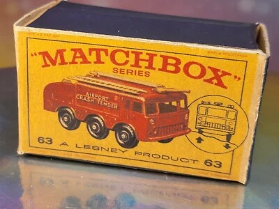 (REPRO BOX ONLY!!!! NO TOY!!!!!) Matchbox 1960's N.63 FIRE FIGHTING CRASH TENDER - Immagine 1 di 4