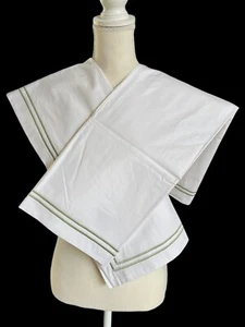 Restoration Hardware Italian White Hotel Satin Green Stitch 2 Standard Shams - Picture 1 of 10