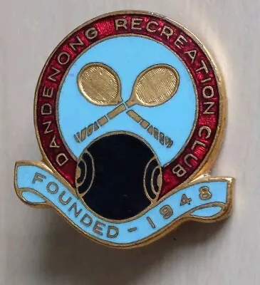 DANDENONG Recreation Club Vintage Enamel Pin Badge, Australia, Bowling, Tennis - Image 1 of 2