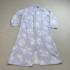 Laura Ashley Housecoat Women L Purple Floral Robe Full Zip Pockets Lightweight - Picture 1 of 10
