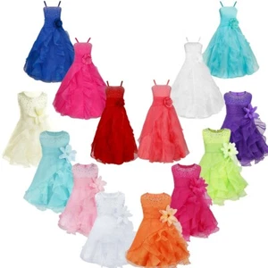 US Floral Girls Dress Wedding Pageant Party Maxi Princess Gown Skirts Costumes - Picture 1 of 67