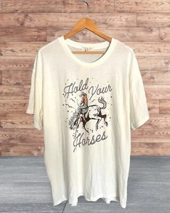 New! Clover + Pine T-shirt “Hold Your Horses” Women’s XXL 2XL Cowboy Ranch - Picture 1 of 7