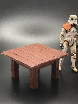MESA DE MADERA MEDIEVAL PERSONALIZADA PARA DIORAMA FIGURA GI JOE STAR WARS 3.75" 1:18 (B01) Foto 1 de 2