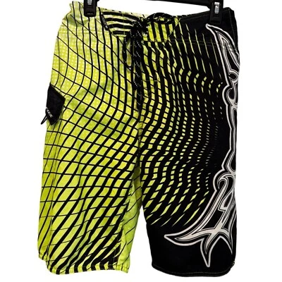 Bañador Fox Racing Board amarillo negro con bolsillo para hombre 28 Foto 1 de 3