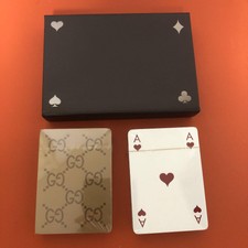 GUCCI Playing Cards Trump Set of 2 Game Authentic Logo Boxed Black Gold Japan