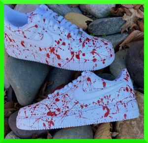 Custom Air Force 1 Red White Splat Special/Air Force 1 Custom Shoes NEW IN BOX - Picture 1 of 5