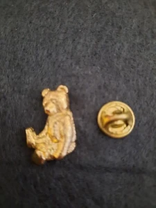 Gold Color Tiny 1” Teddy Bear Tac Pin - Picture 1 of 1