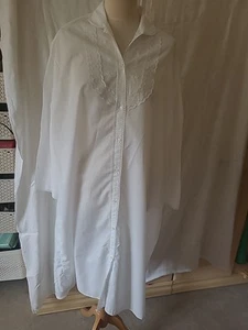 White Nightdress, Button Through Lace & Embroidered Detail Pit To Pit 26" L 43" - Picture 1 of 9