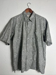 Camisa grande con botones Tori Richard para hombre manga corta verde floral - Imagen 1 de 14