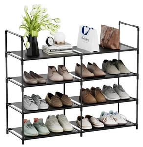 4 Tiers Shoe Rack Organizer 16-20 Pairs Stackable Shoe Storage Shelf Durable ... - Picture 1 of 6