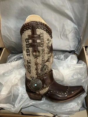 免费送货 D Ranch Mercantile 临时靴 尺寸 8 Old Gringo 全新带盒 罕见 — 第 1/4 张图片