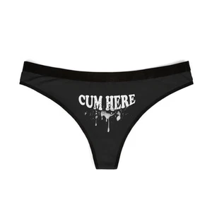 Cum Here schwarze Tangas Damen Erwachsene Unterwäsche reif Höschen sexy Tanga Raunchy - Bild 1 von 26