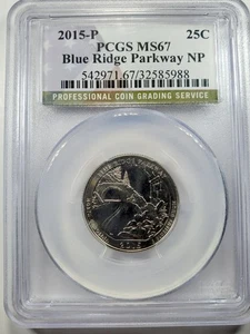 2015-P BLUE RIDGE PARKWAY MS67 PCGS NATIONAL PARK QUARTER - Picture 1 of 4
