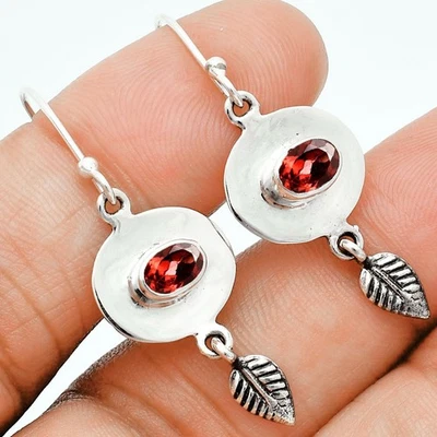 Premium Quality Hessonite Garnet - Madagascar 925 Silver Earrings Jewelry E-1230 - Image 1 of 4
