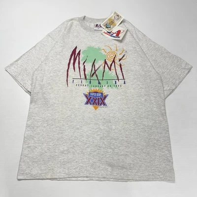 Camisa atlética de colección con logotipo de la NFL para hombre XL gris 1995 Miami Florida Super Bowl XXIX NUEVA CON ETIQUETAS Foto 1 de 4