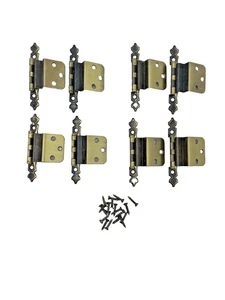 4 Pr  Vtg Antique Brass Amerock Carriage House Cabinet Door Hinges/Screws 3 3/4" - Picture 1 of 5