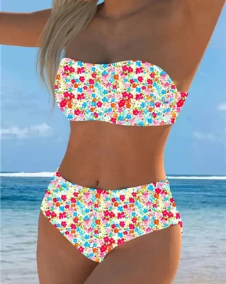New white floral strapless bikini size 14 - Image 1 of 4
