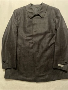 Topcoat lana Canali grigio nero cappotto 58EU 48R Made in Italy uomo a quadri grande - Foto 1 di 15