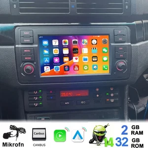 7" Autoradio Für BMW 3er E46 Android 14 2+32GB Apple Carplay GPS RDS WiFi SWC BT - Bild 1 von 14