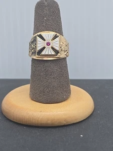 10 Karat Gold Demolay Ehrenlegion Ring Größe 6,5 - Bild 1 von 9