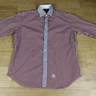 Camisa Balmain 45 Rojo Blanco Rayas Manga Larga Inteligente Ropa de Oficina Talla L Foto 1 de 4