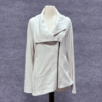 Helmut Lang Jacket Womens Large Gray Asymmetrical Moto Zip Drape Collar - Image 1 of 4