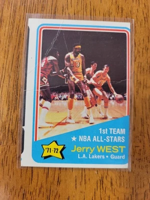Tarjeta de error 1972-73 Topps All Star Jerry West, Wilt Chamberlain #164 Miscut Foto 1 de 2