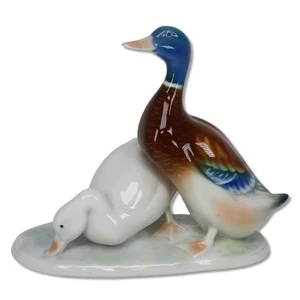 Kunstporzellan Ilmenau Mallard Ducks Porcelain Figurine Germany 1970's - Picture 1 of 4