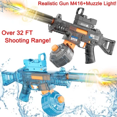 Electric Water Gun 36ft Squirt Pistol M416 Powerful Water Gun for Kids LED Flash - Image 1 of 4