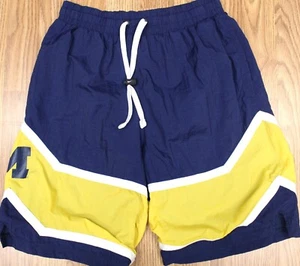 MICHIGAN WOLVERINES JORDAN PANTALONES CORTOS DE NAILON NAVEGACIÓN Y DORADO Talla PEQUEÑA, S - Imagen 1 de 4