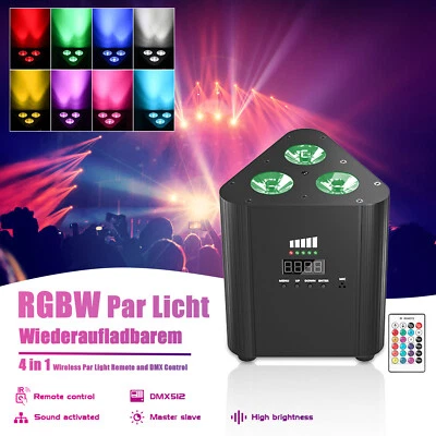 4IN1LED Par Strahler Akku Bühnenlicht Disco Partylicht DJ RGB DMX für Stage Show - Bild 1 von 4