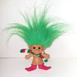 Vintage RUSS Troll Doll (2979) Merry Little Trolls, Green Hair, Scarf CHRISTMAS - Picture 1 of 2