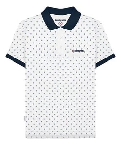 Camisa Polo Lambretta Para Hombres Blanca Inteligente Informal Retro Estampado Completo SKA - Imagen 1 de 6