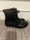 JUST FAB Waterproof Black Leather Rubber Duck Boots Size Uk 7.5 US 9.5  EU  40.5